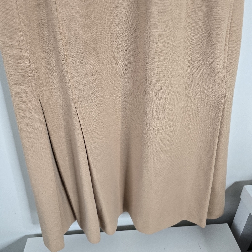 Vintage Givenchy Sport Camel Pleated Hem Maxi Skirt Size 10 Wool Blend - Picture 2 of 14